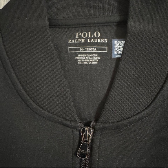 Polo Ralph Lauren Black Double-Knit Bomber Jacket White Pony - Picture 10 of 16